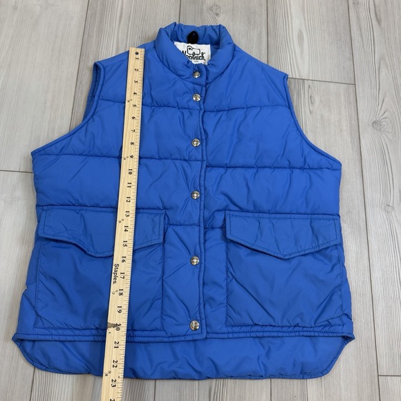 Woolrich Women's Medium Bright Blue Puffer Vest Pockets Vintage Snap Closure - Picture 8 of 8
